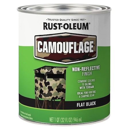 Rust-Oleum Paint, Water Base, Flat Sheen, Flat Black, 1 qt, 50 to 90 sq-ft/qt Coverage Area 379558