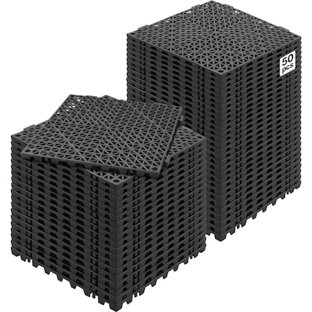 Vevor Interlocking Drainage Floor Mat 12" x 12" PVC Non-Slip Floor Tiles, 55PK KXD-PVSY295-1