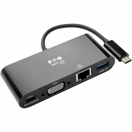 Tripp Lite USB C TO VGA EXTERNAL VIDEO ADAPTER WITH USB-A HUB, USB-C PD CHARGING & GIGABIT U444-06N-VGUB-C