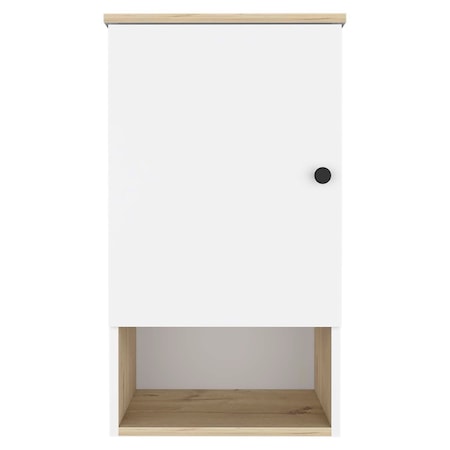 Homeroots 16in Light Oak And White Wall Mounted Cabinet With Three Shelves 478197