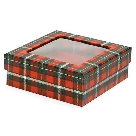 Nashville Wraps Christmas Plaid Rigid Window Box, Medium 5.75x5.75x2in, 24PK 611BCP