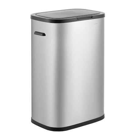 Happimess Tammi Kitchen 14.5-Gallon Slim Metal Push Button Trash Can, Platinum Silver HPM1017A