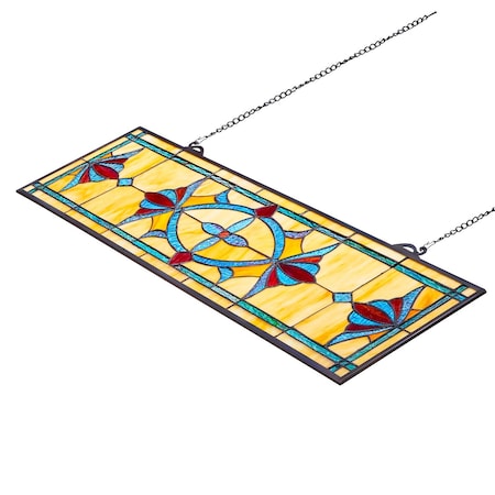 Vevor Stained Glass Tiffany Style Hanging Window Panel with Chain 32 x 10 Inches NC-SG02