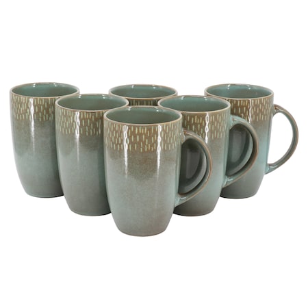 Meritage Jasper 6 Piece 22 Ounce Stoneware Tall Latte Cup Set in Green 136486.01