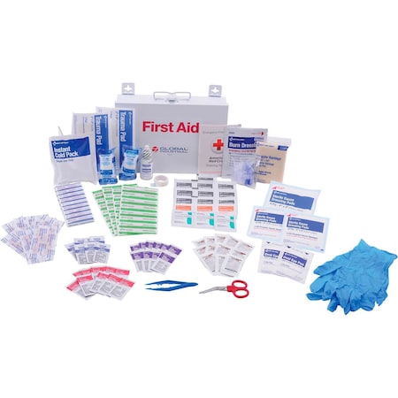 Global Industrial First Aid Kit, 25 Person, ANSI Compliant, Metal Case 761292A