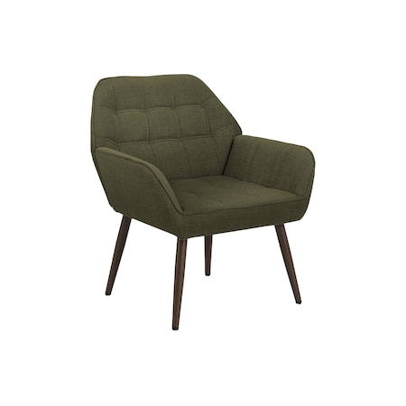 Monarch Specialties Accent Chair, 29-in. h, Upholstered, Living Room, Dark Green Fabric, Walnut Metal Lgs, Contemporary I 8001