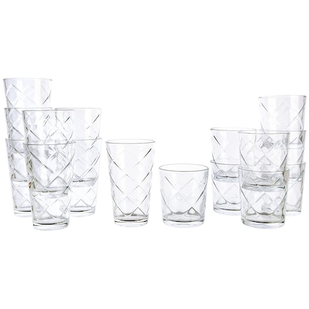 Gibson Home 16 Piece Lattice Glassware Drinkware Set 141409.16