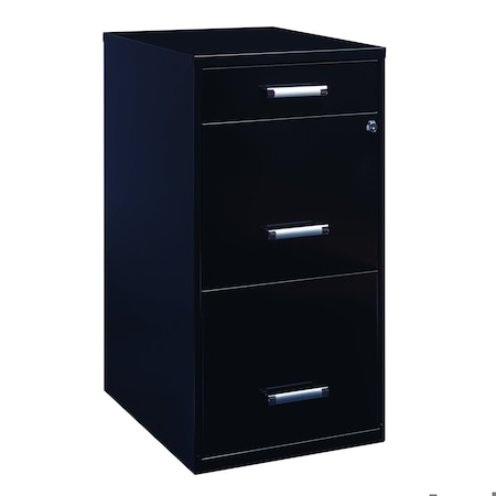 Space Solutions 14.25 in W 3 Drawer Vertical File Cabinet W/ Pencil Drawer, Black 20990