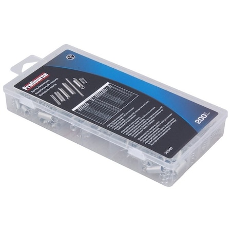 Prosource Spring Assortment, Spring Steel, Zinc, 200Piece 61250