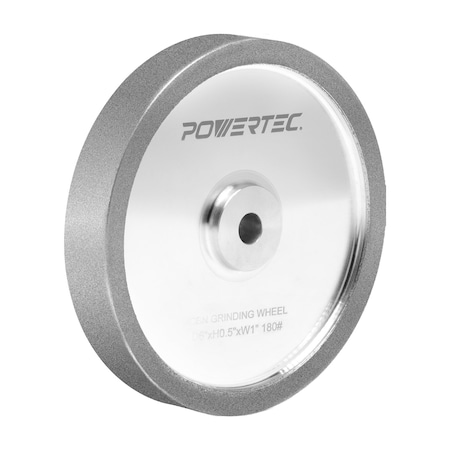 Powertec CBN Grinding Wheel 6 Inch 180 Grit, 1in Wide, 1/2in Arbor - Bench Grinder Sharpening Wheel 15704