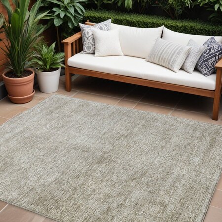 Homeroots 10' X 14' Linen And Gray Floral Washable Indoor Outdoor Area Rug 605746