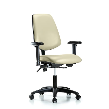Blue Ridge Ergonomics Desk Chair Adjustable Arms, 18" to 23" Height, Vinyl, Adobe White BR-VDHCH-MB-RG-T1-A1-RC-8501