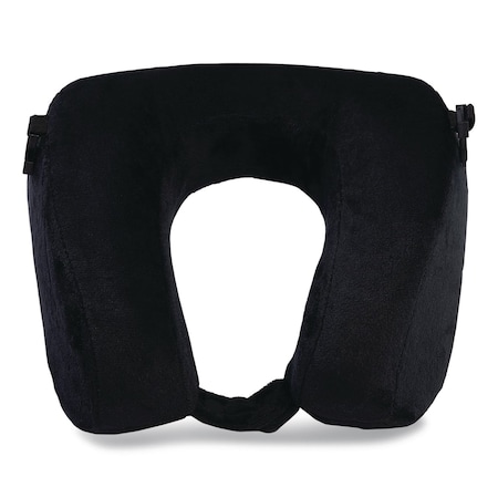Brookstone Memory Foam Fleece Travel Pillow, One Size Fits Most, 9.84 x 4.1 x 9, Black BNPM0002