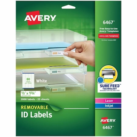 Avery Removable ID Labels, Sure Feed T, PK2000 6467