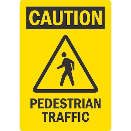Lyle Caution Pedestrian Traffic (W/Sym), 3.5x5, Non-Reflective, Yellow G-14649-ND_3.5x5