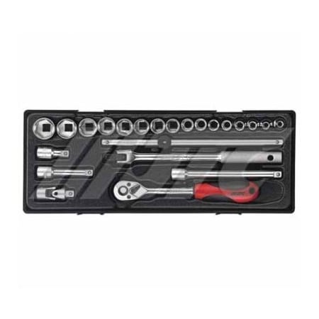 Jtc Auto Tools 3/8in x 23pcs Socket Set with Soft-Grip Ratchet K3232