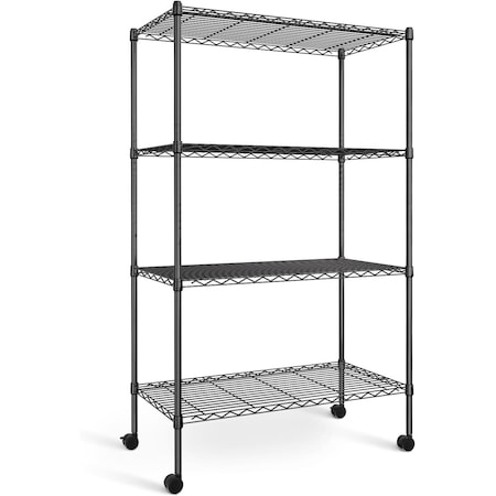 Yssoa Simple Deluxe Heavy Duty 4-Shelf Storage Shelving Unit, 36in D x 14in W x 55.91in H Steel Organizer HKSHLF36145404B