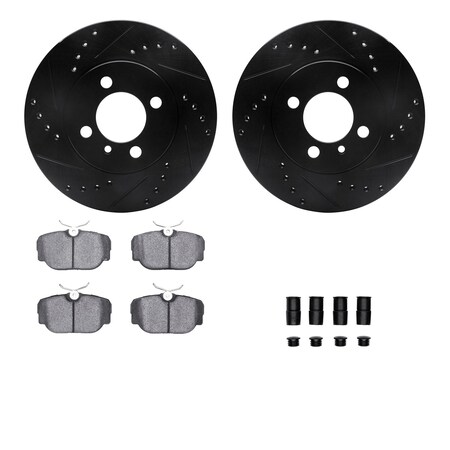 Dynamic Friction Co DFC Rotors-Drilled & Slotted-Black w/ EURO 5000 Ceramic Brake Pads Incl Hdw 8612-31014