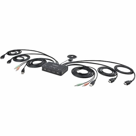 Startech.Com 2-PORT DUAL-MONITOR HDMI CABLE KVM SWITCH, 4K 60HZ, COMPACT KVM WITH 5FT/1.5M INTEGRATED HOST C2-DH46-UA2-CBL-KVM