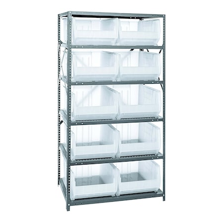 Quantum Storage Systems 6 SHELF UNIT W/10 HULK BINS CLEAR 2475-954CL