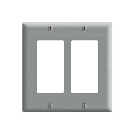 Leviton Decora Wallplate, Standard Size, Gang 2, Gray 80409-GY