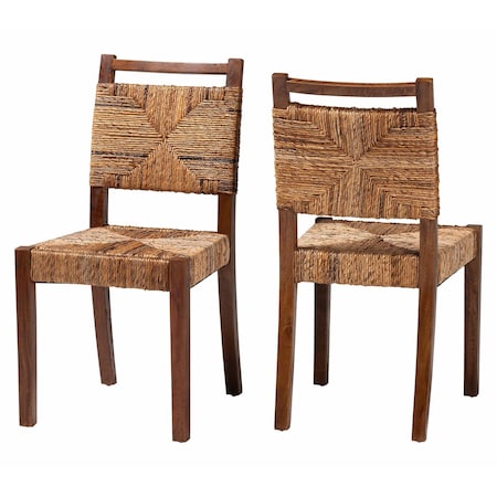 Bali & Pari Cordoba Bohemian Natural Seagrass and Mahogany Wood 2-Piece Dining Chair 249-2PC-13842-ZORO