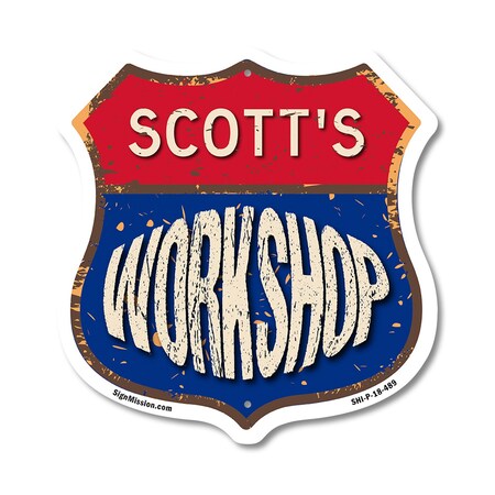 Signmission Scott's Workshop, 18 Inch X 18 Inch, Plastic Sign SHI-P-18-489-SCOTT