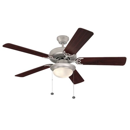 Westgate 52in 5-BLADE CEILING FAN AND LIGHT 2X9W A19 PULL CH. BN AND ROSEWOOD/SILV OAK BLADES, 9W*2, 3000K WFL-107-PC-5B-52-BN-RWSO