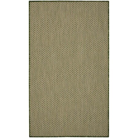 Homeroots 3' X 5' Green And Beige Geometric Indoor Outdoor Area Rug 572338
