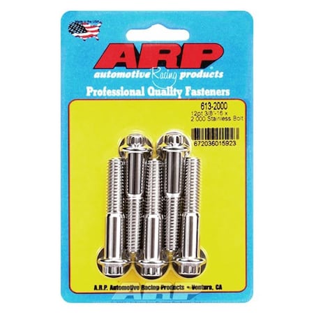 Whole-In-One 613-2000 0.37-16 x 2 in. Stainless Steel 12 Point Bolt Kit - Set of 5 WH3608918