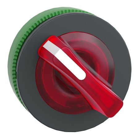 Schneider Electric Head for illuminated selector switch, Harmony XB5, plastic, red handle, universal LED, 2 positions, stay put ZB5FK1243