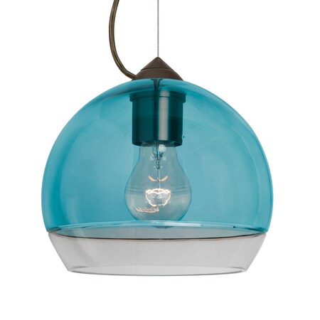 Besa Lighting Besa Ally 8 Cable Pendant, Coral Blue/Clear, Bronze Finish, 1x 60W MAX E26 Base 1KX-ALLY8BL-BR