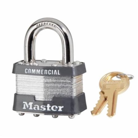 Master Lock Commercial Grade Non-Rekeyable Safety Padlock, Alike Key, 5/16 in Shackle, Laminated Steel Body 1KA-2003