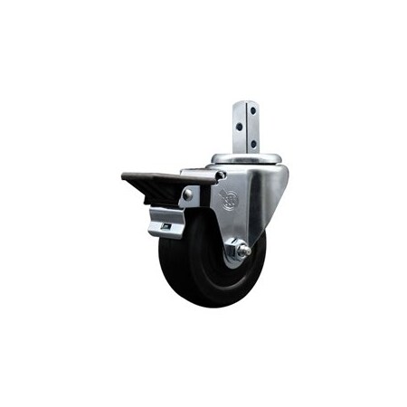Service Caster 3.5'' Soft Rubber Wheel Swivel 3/4'' Square Stem Caster with Brake SCC-SQ20S3514-SRS-PLB-34