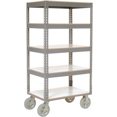 Global Industrial Boltless Shelf Truck w/5 Shelves and Pneumatic Casters, 48"Lx24"Wx68"H, Gray 330427