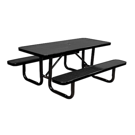 Leisure Craft 6' Standard Picnic Table, Perforated Metal, Portable, Black T6XPP-PERF-BLACK
