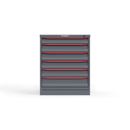 Strong Hold 6 drawer cabinet - (1x 3ft, 4x 4ft, 1x 5ft) - Red accents - Keyed Different S3036-PPDAS-0602DS