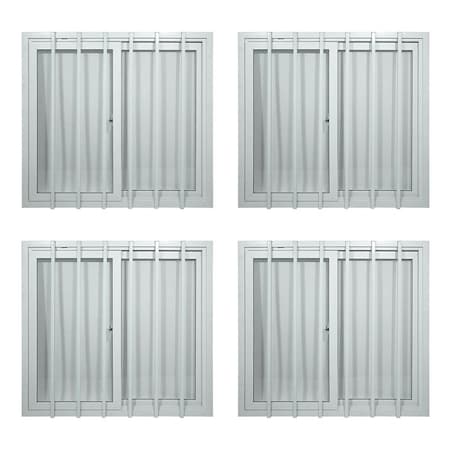 Mytee Products 44in x 44in Shipping Container Window w/ Security Bars PVC Sliding Window Dual Panes, 4PK CTL-WINDOWx4