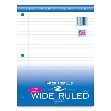 Roaring Spring Notebook Filler Paper, 3-Hole, 8 x 10.5, Wide/Legal Rule, 200PK 20020