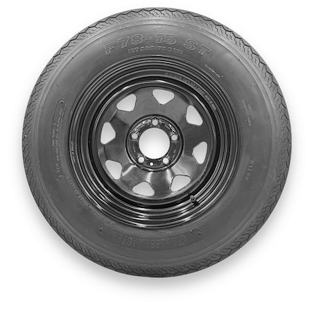 Rubbermaster - Steel Master F78-15 (ST205/75D15) 6 Ply 5 On 4.5 Bolt, Black Wheel Assemblies 599295BLK