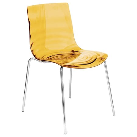 Leisuremod Astor Water Ripple Design Dining Chair, Transparent Orange AC20OR