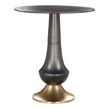 Homeroots 21" Black And Gold Aluminum Round Pedestal End Table 556526
