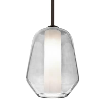 Besa Lighting Link Stem Pendant, Clear/Opal, Bronze Finish, 1x60W Incandescent 1TT-LINKCL-BR