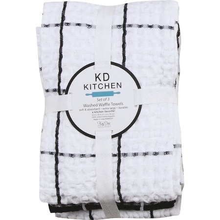 Kay Dee Designs Onyx Waffle Kitchen Towel, 3PK R6954