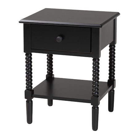 Baxton Studio Braith Farmhouse Black Spindle Wood 1-Drawer Nightstand 258-14208-ZORO