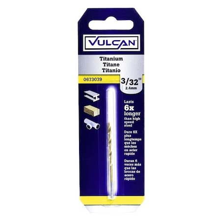 Vulcan Jobber Drill Bit, 3/32 in Dia, 2-1/4 in OAL, Straight Shank 218301OR