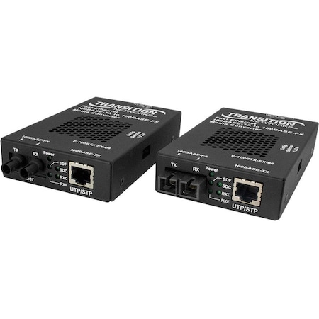 Transition Networks 100BASE-TX RJ-45 TO 100BASE-FX, MM LC W/ -NA POWER SUPPLY E-100BTX-FX-06(LC)-NA