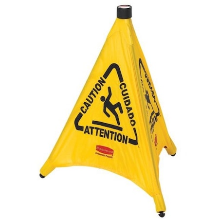 Rubbermaid Commercial pop-up safety cone, 20 in H, 21 in W, FG9S0000YEL FG9S0000YEL