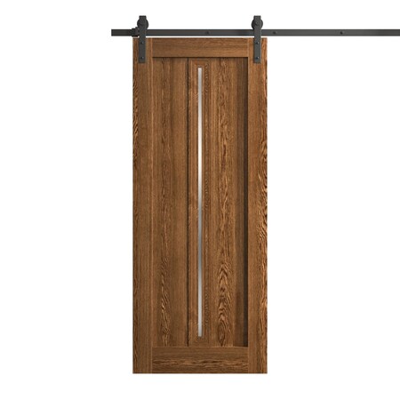 Sartodoors Modern Barn Door 32 x 80 inches, Ego 5014 Cognac Oak Veneer, 6.6FT Rail Track Heavy Hardware Set , EGO5014BD-B-DKO-32