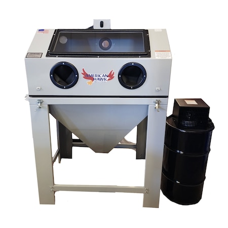 American Hawk Industrial 38inx 60in Abrasive Sandblasting Cabinet With Pneumatic Blaster, With Dust Collector Light Grey 2022EB-GRY